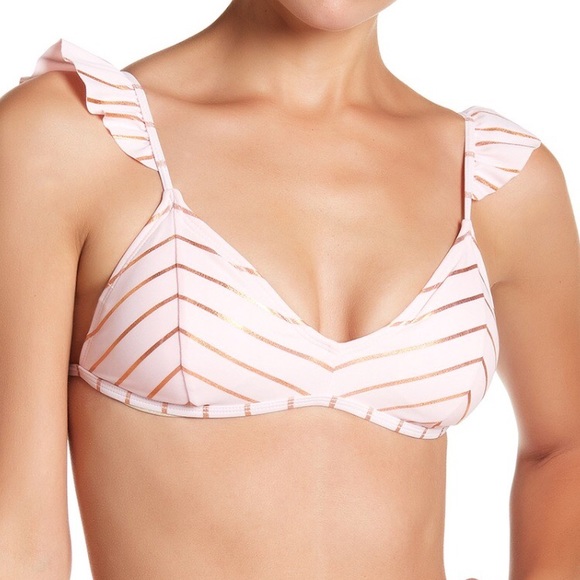 Betsey Johnson Other - Betsey Johnson Shimmer Stripe Ruffle Swim Top